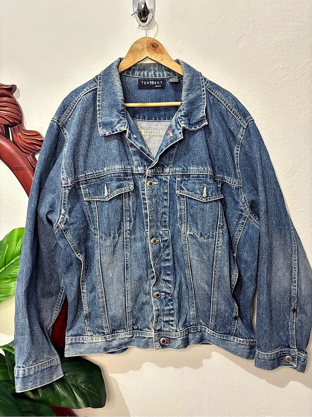 Women’s Vintage TenWest Cotton Denim Jacket Medium Wash Blue Size XL